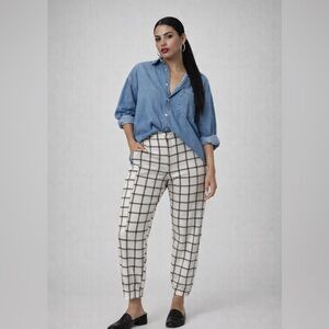 Le Nove | Made in Italy 🇮🇹 | Black & White Plaid Cotton Blend Pant, one size.